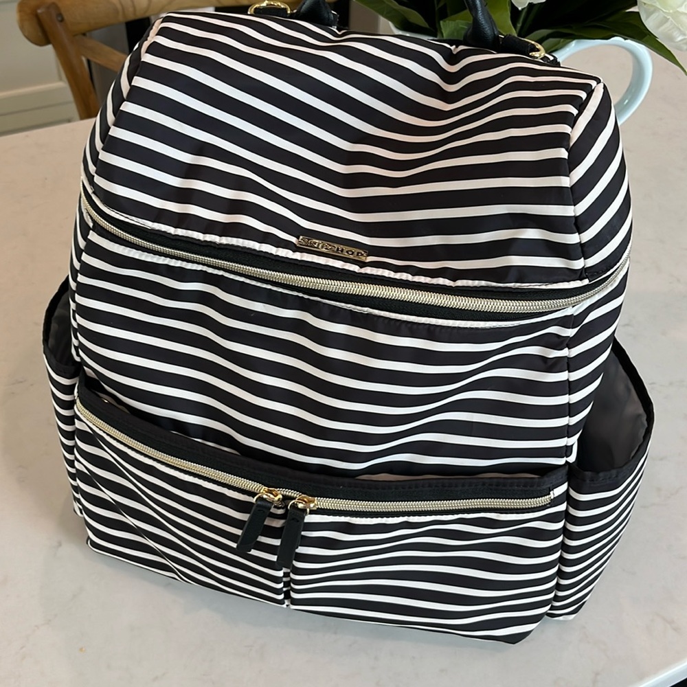 Skip Hop black white stripe diaper backpack bag